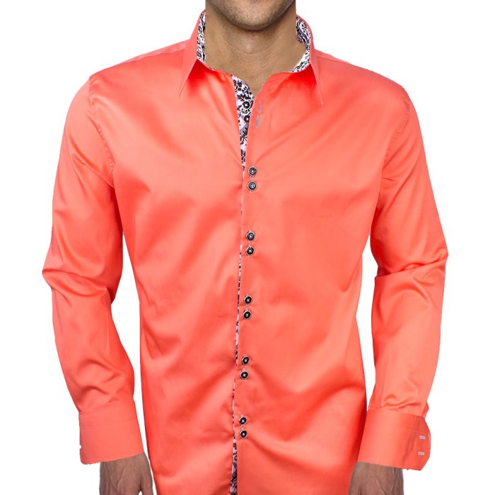 Coral dress shirt for men