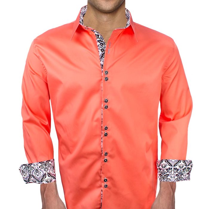 Coral dress shirt for men