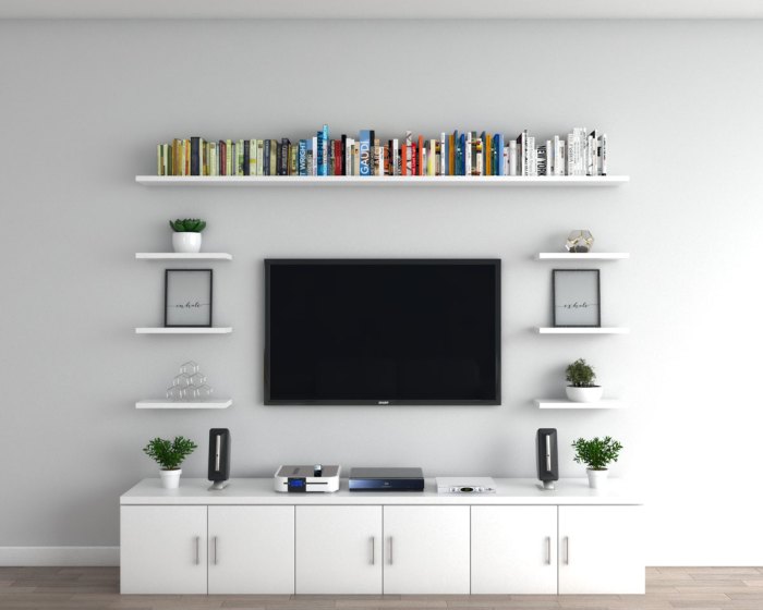 How to decorate floating shelves in living room