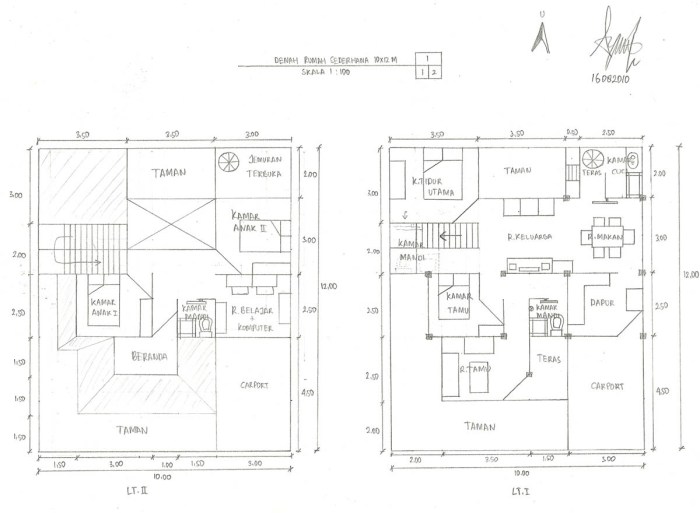 Desain rumah luas tanah 10 x 12