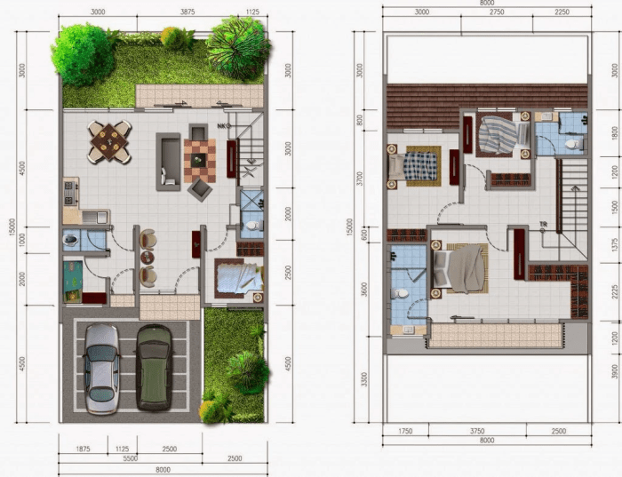 Desain rumah menyamping 8 x 12