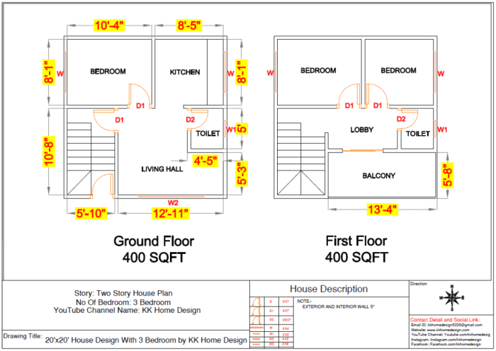 Desain rumah luas tanah 2x20mtr