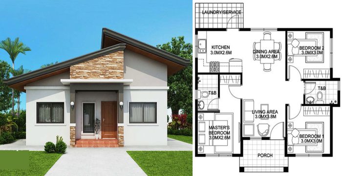 Desain rumah lengkap denah dan tampak