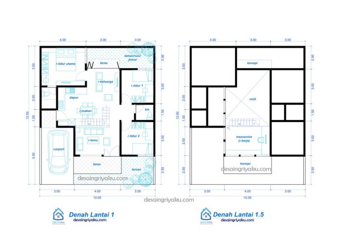 Desain rumah luas tanah 10 x 12