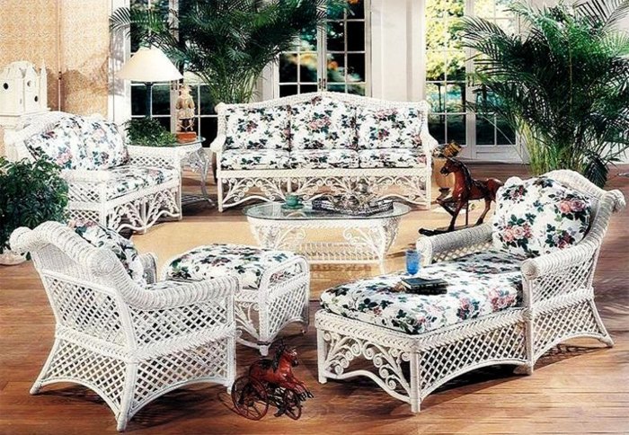 Landhausstil rattan sofa wohnzimmer